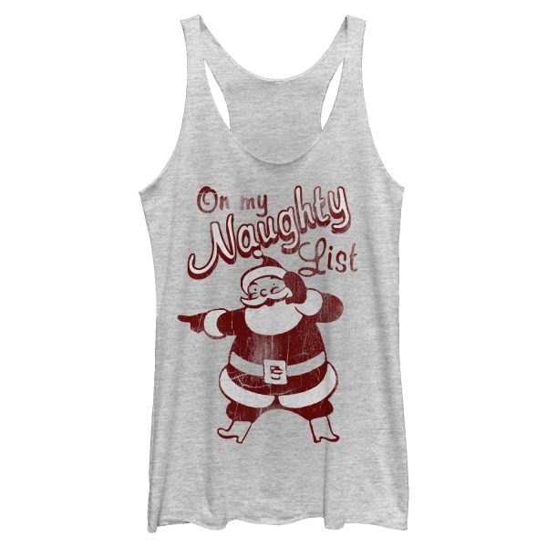 Women_s Lost Gods Christmas Santa on my Naughty List Racerback Tank Top