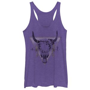 Women_s Lost Gods Cow Skull Triangle Racerback Tank Top