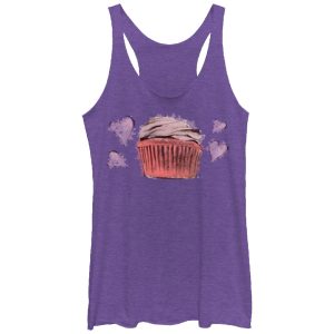 Women_s Lost Gods Cupcake Hearts Racerback Tank Top_1503