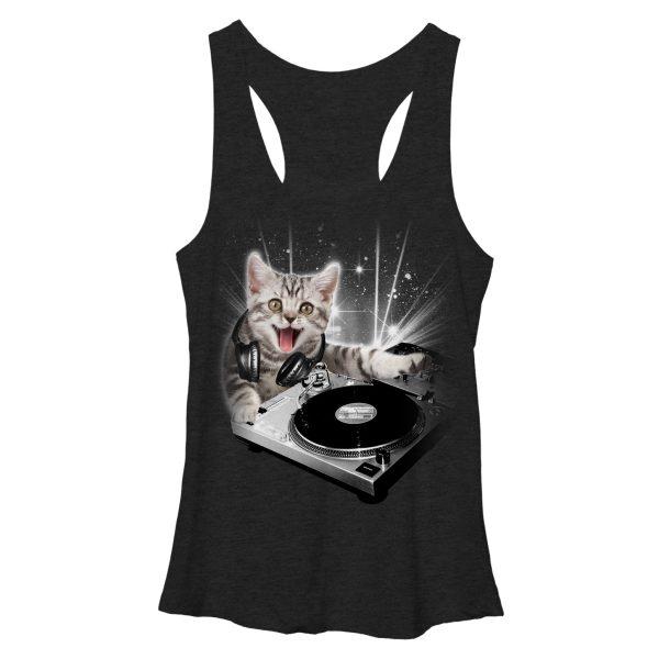 Women_s Lost Gods DJ Space Kitten Racerback Tank Top