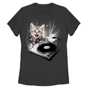 Women_s Lost Gods DJ Space Kitten T-Shirt