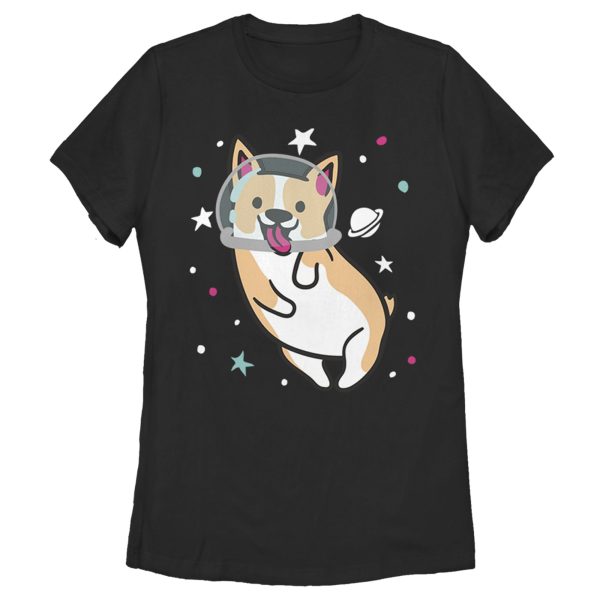 Women_s Lost Gods Dog Astronaut Space Corgi T-Shirt