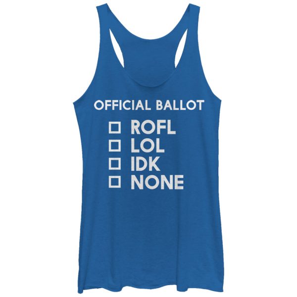 Women_s Lost Gods Election Ballot LOL IDK Racerback Tank Top