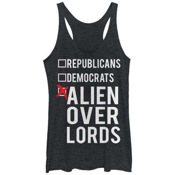 Women_s Lost Gods Election Vote Alien Overlords Racerback Tank Top