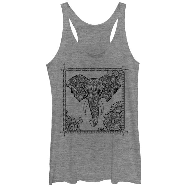 Women_s Lost Gods Elephant Henna Frame Racerback Tank Top