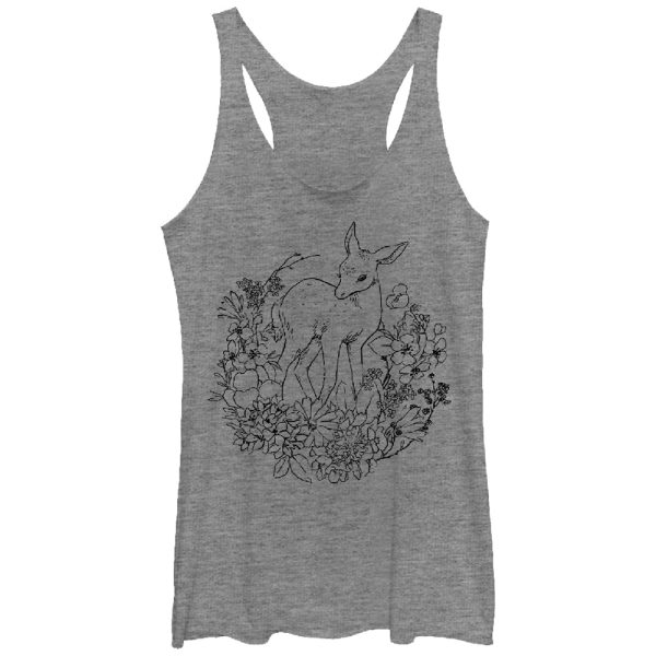 Women_s Lost Gods Fawn with Flowers Racerback Tank Top