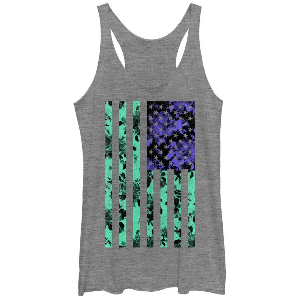 Women_s Lost Gods Floral American Flag Racerback Tank Top