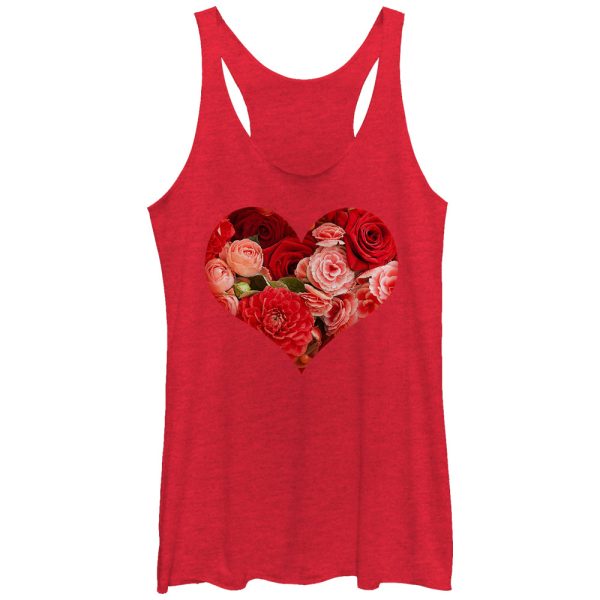 Women_s Lost Gods Floral Print Heart Racerback Tank Top