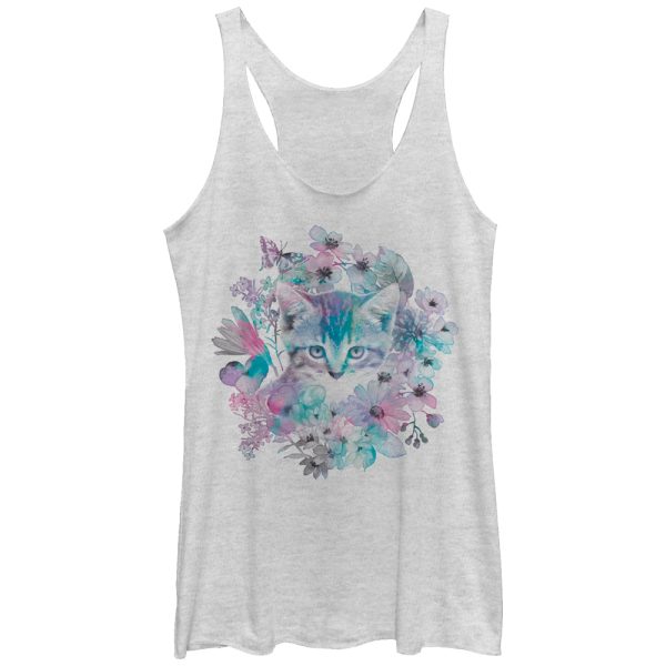 Women_s Lost Gods Floral Wreath Kitten Racerback Tank Top