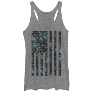 Women_s Lost Gods Flower American Flag Racerback Tank Top
