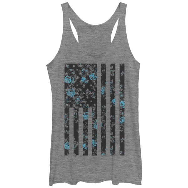 Women_s Lost Gods Flower American Flag Racerback Tank Top