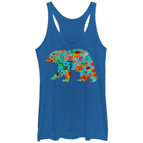 Women_s Lost Gods Flower Print Bear Racerback Tank Top