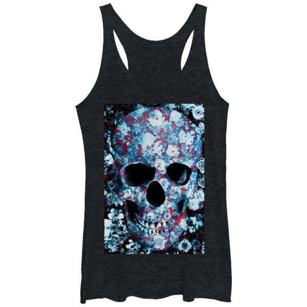 Women_s Lost Gods Flower Skull Racerback Tank Top