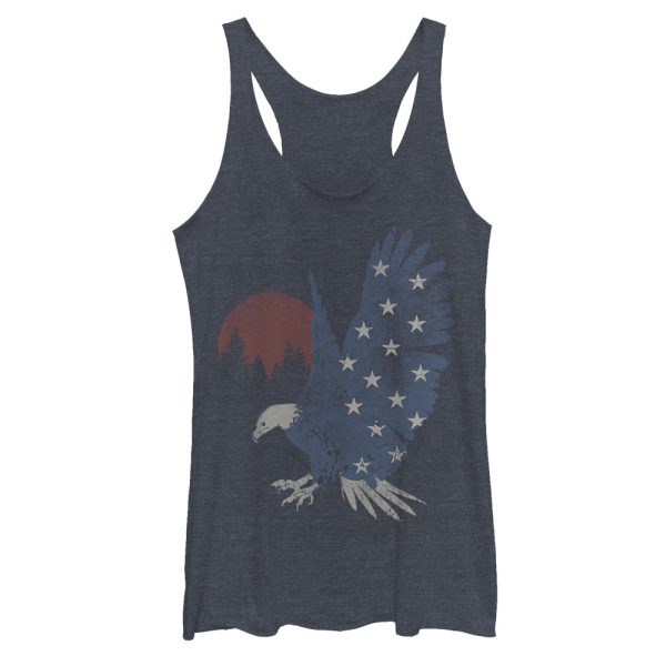 Women_s Lost Gods Flying American Flag Eagle Racerback Tank Top