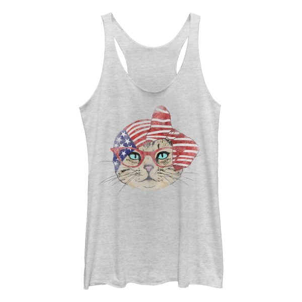 Women_s Lost Gods Fourth of July American Bandana Cat Racerback Tank Top