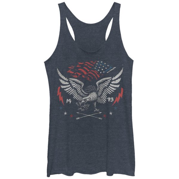 Women_s Lost Gods Fourth of July American Flag Eagle 1973 Racerback Tank Top