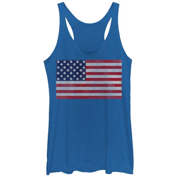 Women_s Lost Gods Fourth of July American Flag Smiley Face Racerback Tank Top