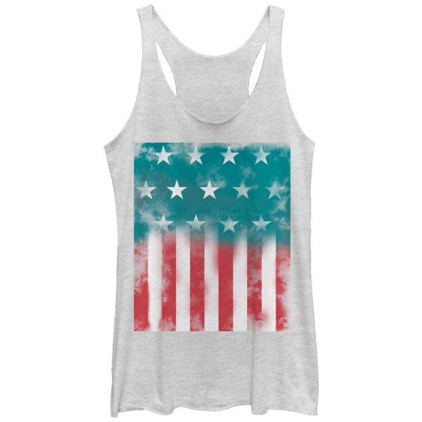 Women_s Lost Gods Fourth of July American Flag Watercolor Racerback Tank Top