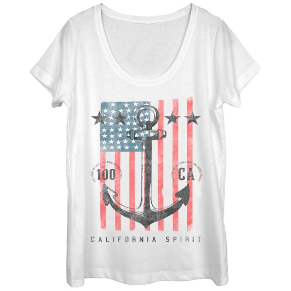 Women_s Lost Gods Fourth of July Anchor American Flag Scoop Neck