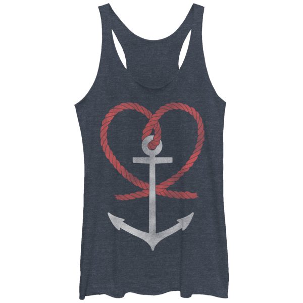 Women_s Lost Gods Fourth of July Anchor Heart Racerback Tank Top