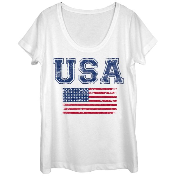 Women_s Lost Gods Fourth of July Flag USA Scoop Neck