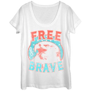 Women_s Lost Gods Fourth of July Free and Brave Scoop Neck
