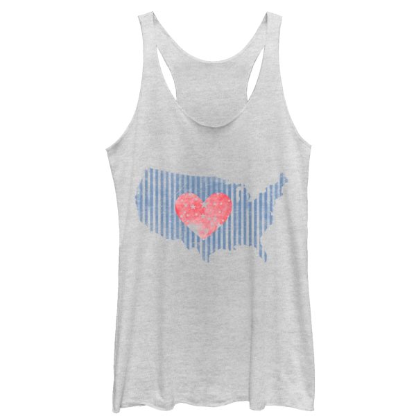 Women_s Lost Gods Fourth of July Heart Map Racerback Tank Top