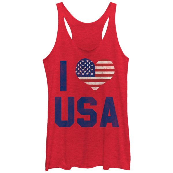 Women_s Lost Gods Fourth of July I Heart USA Racerback Tank Top