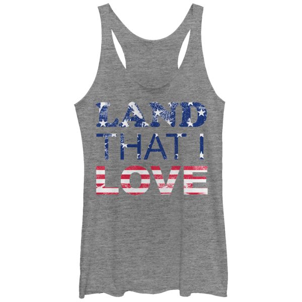 Women_s Lost Gods Fourth of July Land That I Love Racerback Tank Top