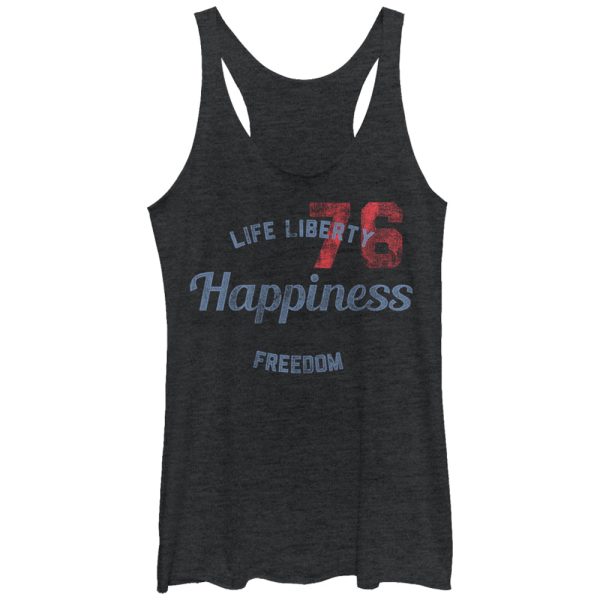 Women_s Lost Gods Fourth of July Life Liberty Happiness Freedom Racerback Tank Top