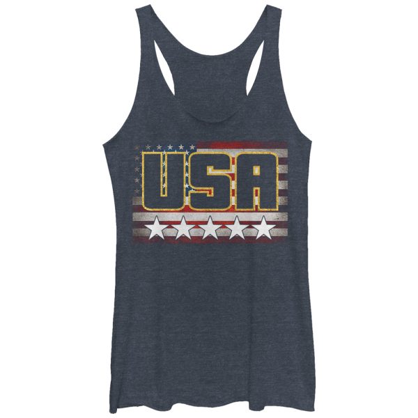 Women_s Lost Gods Fourth of July USA Flag Star Line Racerback Tank Top