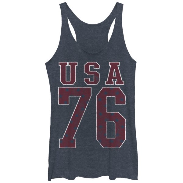 Women_s Lost Gods Fourth of July USA Number 76 Racerback Tank Top