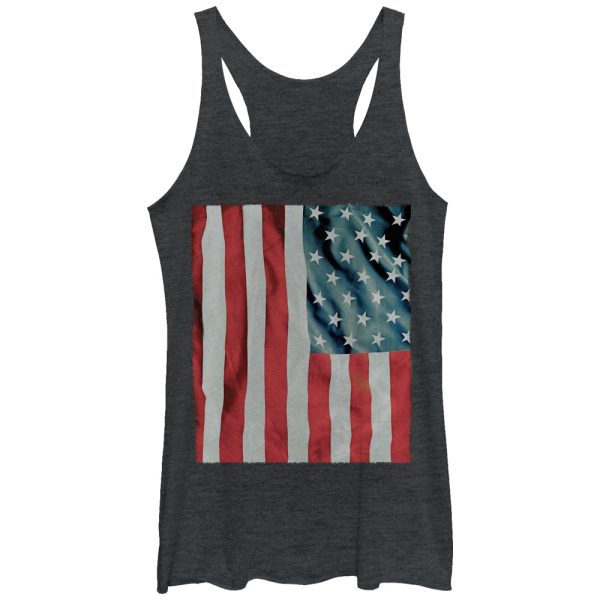 Women_s Lost Gods Fourth of July Waving American Flag Racerback Tank Top