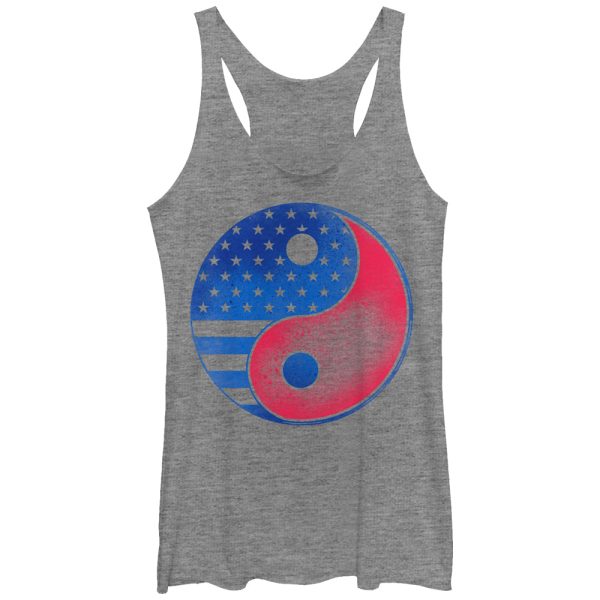 Women_s Lost Gods Fourth of July Yin Yang American Flag Racerback Tank Top