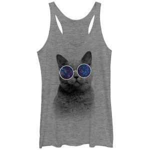 Women_s Lost Gods Galaxy Goggles Cat Racerback Tank Top