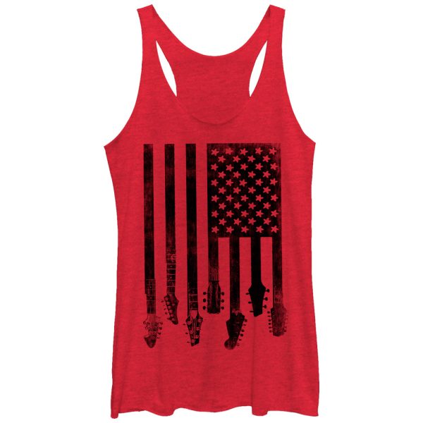 Women_s Lost Gods Guitar American Flag Racerback Tank Top