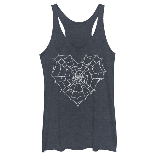 Women_s Lost Gods Halloween Heart Spider Web Racerback Tank Top