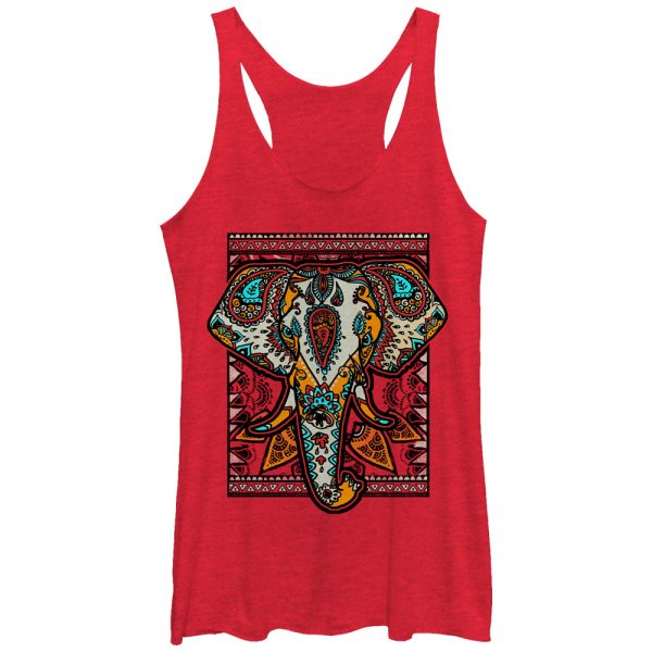 Women_s Lost Gods Henna Elephant Border Racerback Tank Top