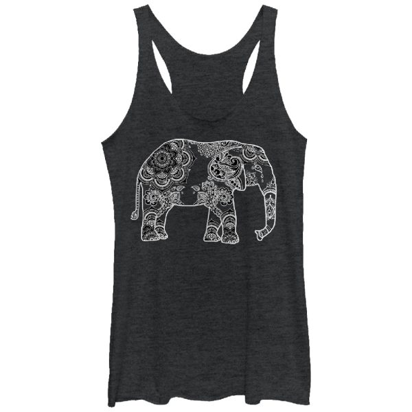 Women_s Lost Gods Henna Elephant Design Racerback Tank Top