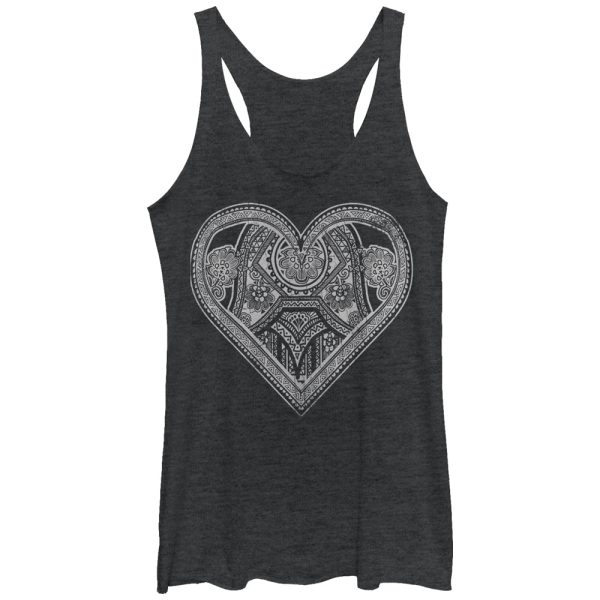 Women_s Lost Gods Henna Heart Print Racerback Tank Top