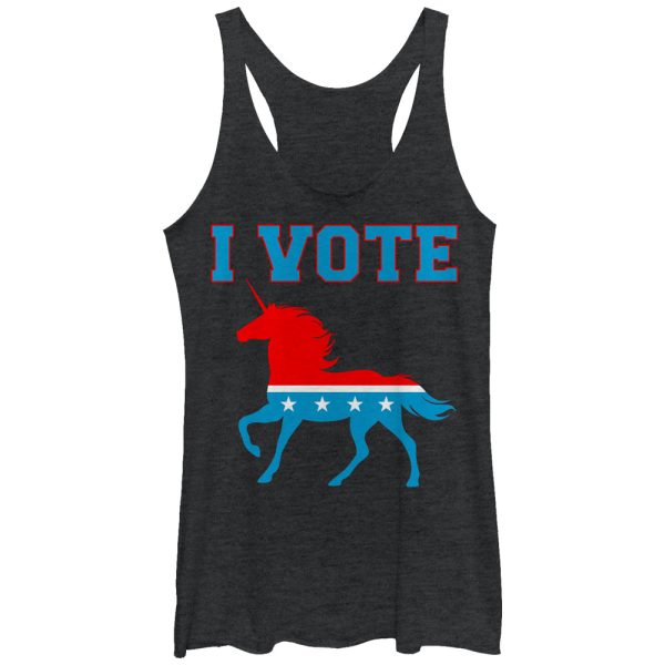 Women_s Lost Gods I Vote Unicorn Racerback Tank Top