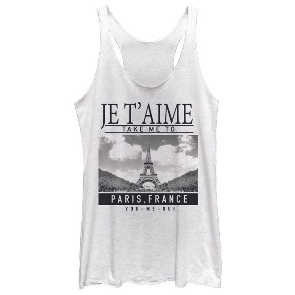 Women_s Lost Gods Je T_aime Take Me to Paris France Racerback Tank Top