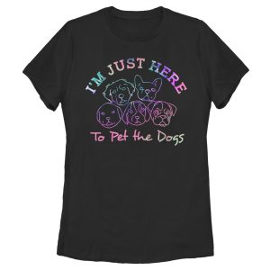 Women_s Lost Gods Just Here to Pet Dogs T-Shirt