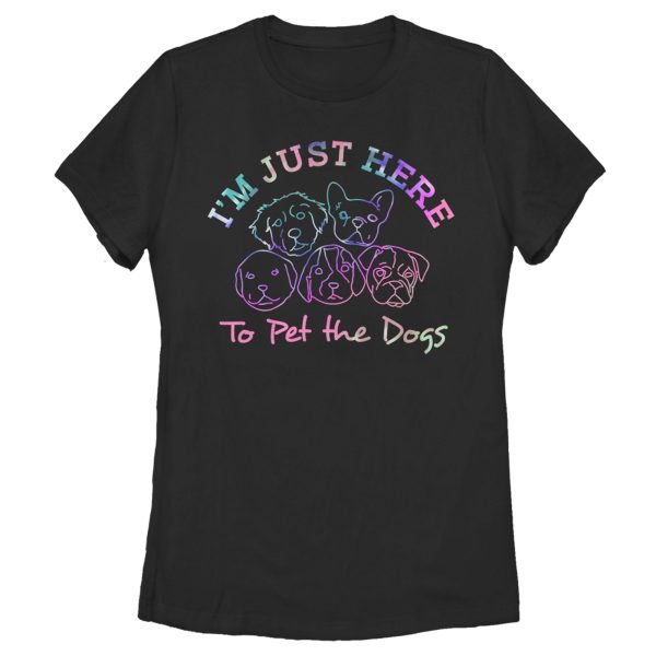 Women_s Lost Gods Just Here to Pet Dogs T-Shirt