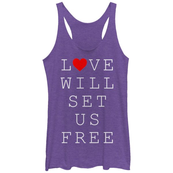 Women_s Lost Gods Love Will Set Us Free Racerback Tank Top