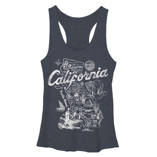 Women_s Lost Gods Map of California Racerback Tank Top