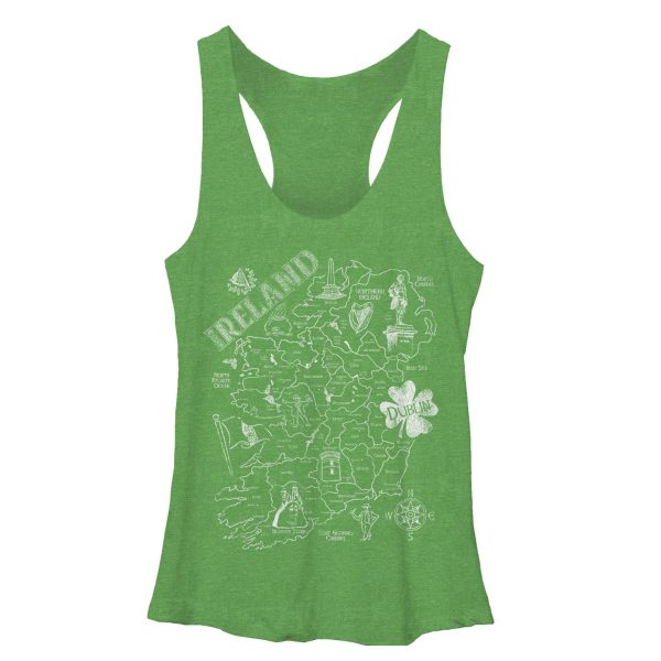 Women_s Lost Gods Map of Ireland Racerback Tank Top