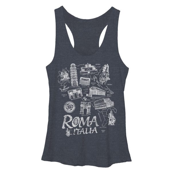 Women_s Lost Gods Map of Italy Racerback Tank Top