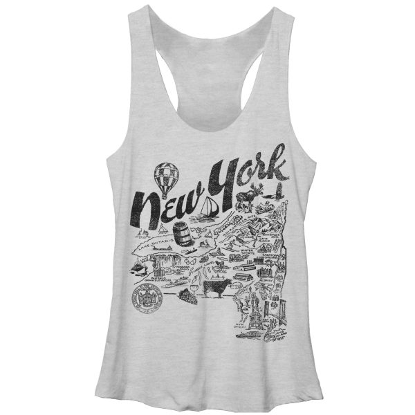 Women_s Lost Gods Map of New York Racerback Tank Top