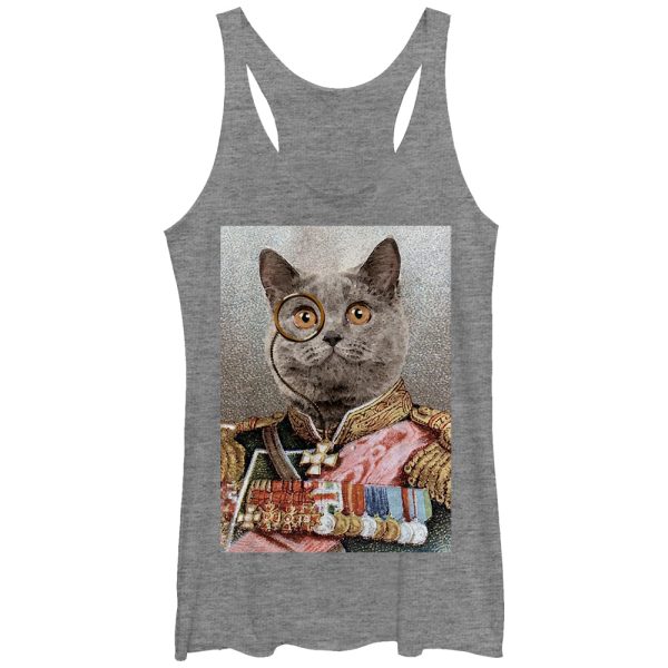 Women_s Lost Gods Monocle and Medals Cat Racerback Tank Top